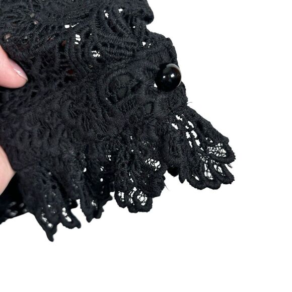 Soft Surroundings Black Lace Top Crochet Lace Whimsigoth Button Up Sz Petite XS - Picture 7 of 10